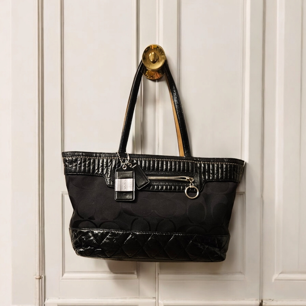 Coach poppy signature satchel shoulder bag